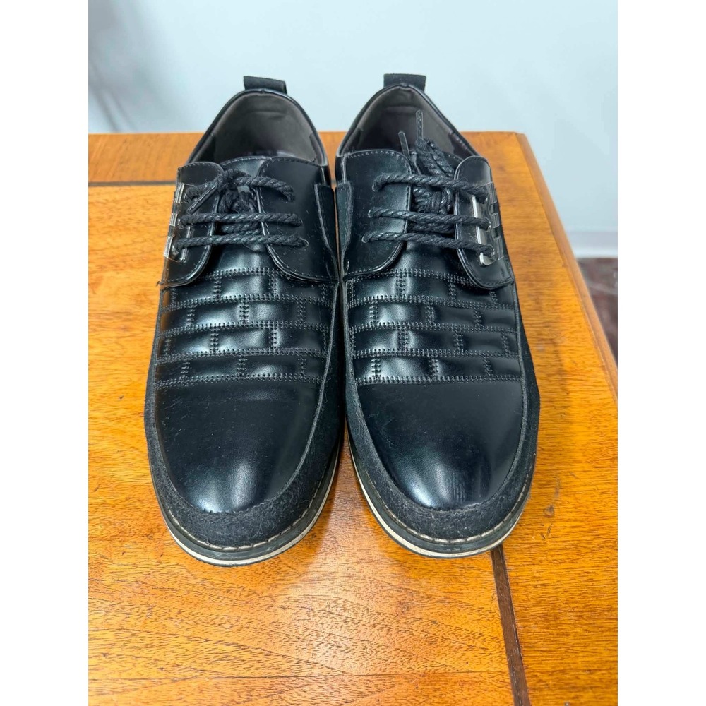 Gatsby Men's 10.5 EU 44  Black Faux Leather Faux Suede Lace Up Sneakers Shoes